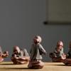 Ceramic Small Monk Car Decorations, Chinese Zen Purple Clay Sand, Lovely Tea Pet, Fengshui Zen Buddha Meditation