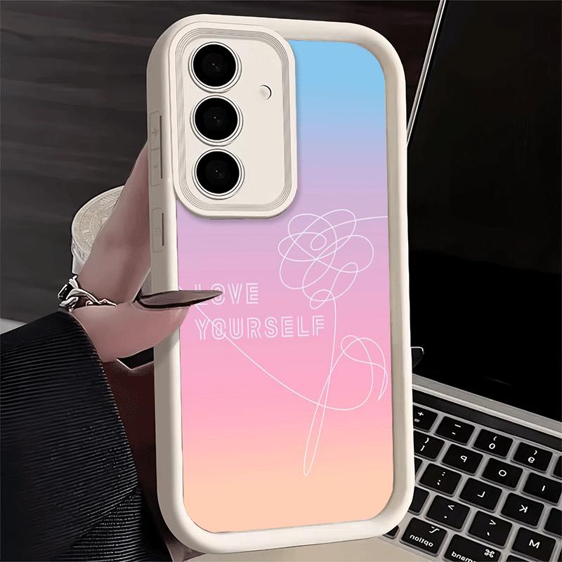 Чехол для телефона Samsung Galaxy A17 A16 A15 A14 A13 Love Yourself Цветок Сердце Линия Kpop A56 A36 A26 A55 A35 A25 A54 A34 A24 A53 A