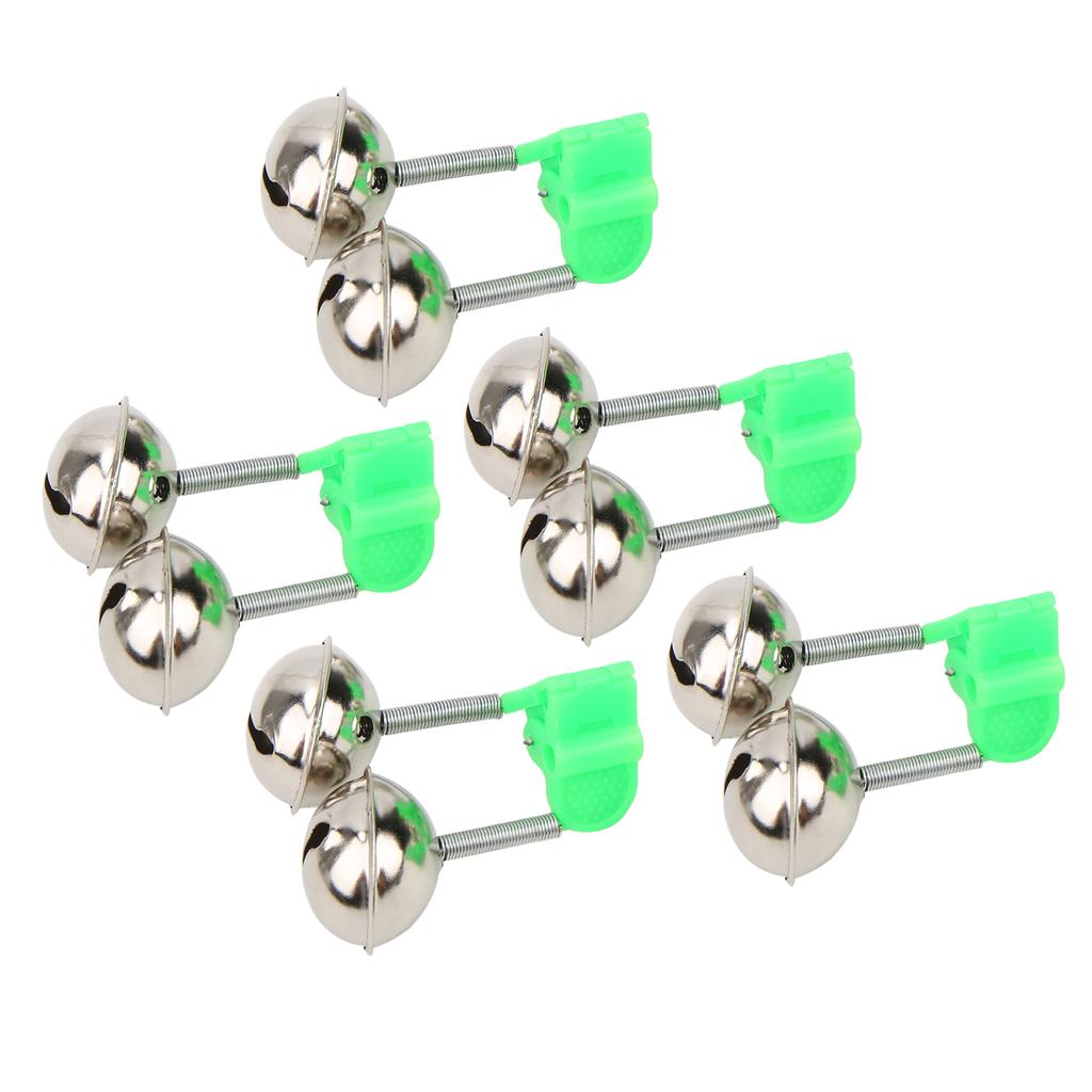 5Pcs Fishing Pole Fish Bite Lure Alarm Alert Twin Bell Ring Rod Tip Clip Fishing Bell