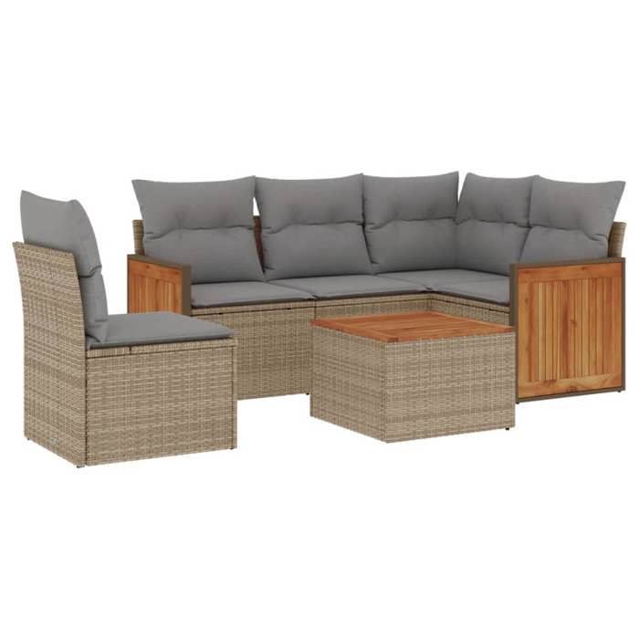 VidaXL Salon de Jardin avec Coussins 6 pcs, Canapés de Patio, Ensemble de Meubles, Mobilier de Terrasse Extérieur, Beige 3260064