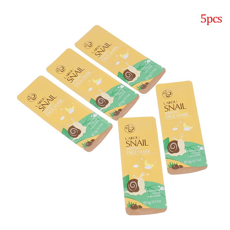 5Pcs Snail Face Mask No Washing Portable Travel Anti Wrinkle Moisturizing Mask