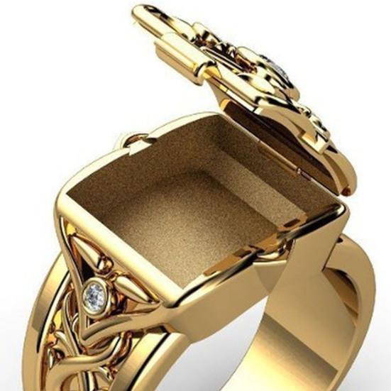 Мужское кольцо в форме коробки с крышкой, ювелирные изделия, геометрические шлепанцы, кольцо на палец, подарки на день рождения