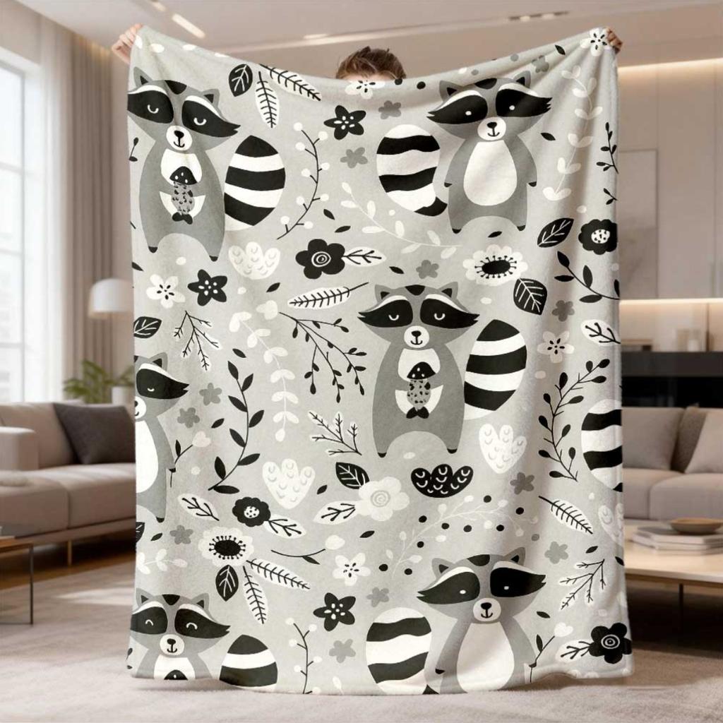2026 New Flannel Blanket Featuring Cartoon Animals - Extra Large, Soft, And Cozy for Sofa, Bed, Office Naps, Outdoor Camping, And Travel. Adorned with