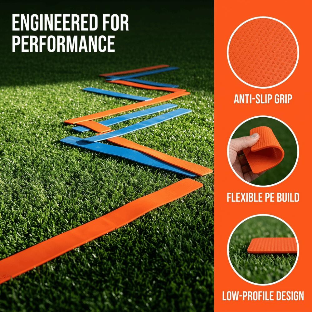 10PCS Flat Rectangular Shape Court Line Marker Kit Anti-Slip Dots Court Marker Discs Field Drills