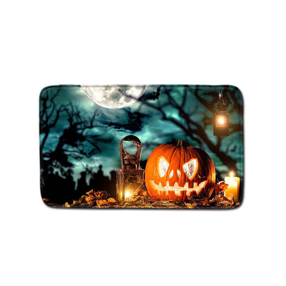 Halloween Shower Curtain Floor Mat Combination Four-Piece Household Door Mat Bedroom Non-Slip Carpet