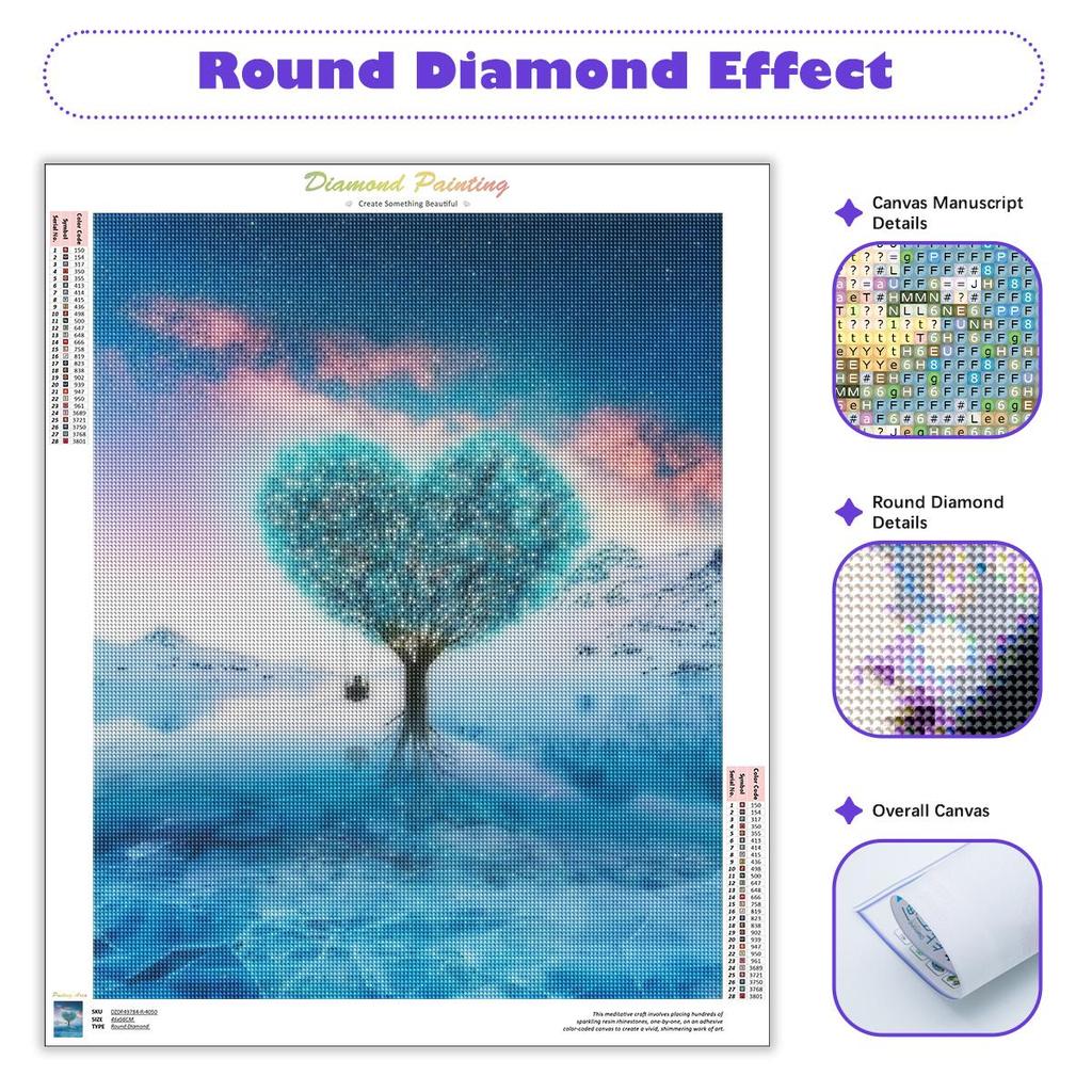 5D Алмазная картина «Синее дерево», полная круглая вышивка, пейзажная мозаика, вышивка крестом, подарок ручной работы 30x40 см