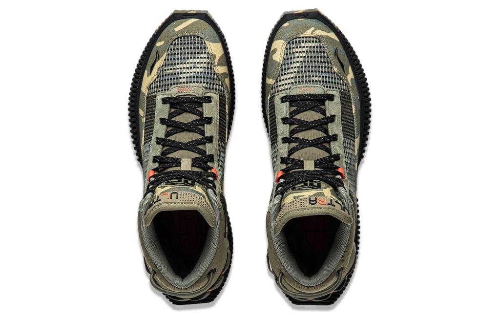 Li Ning Badfive 3 Ultra Camouflage Flat Cushioning Slip Resistant Lightweight Mid top Basketball Shoes Men's Green ABFS011-20