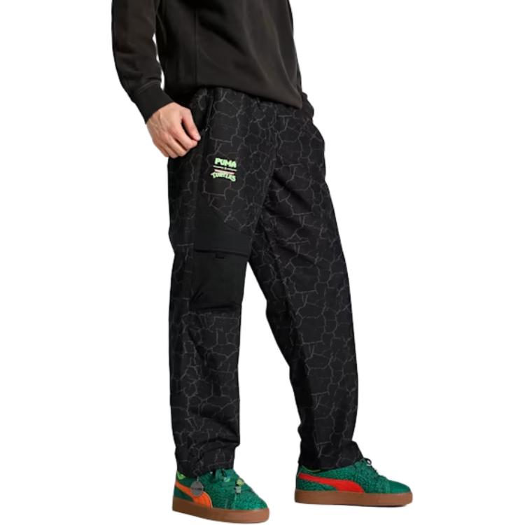 Puma Logo Loose Fit Cargo Pants Men Pants Black 63010301