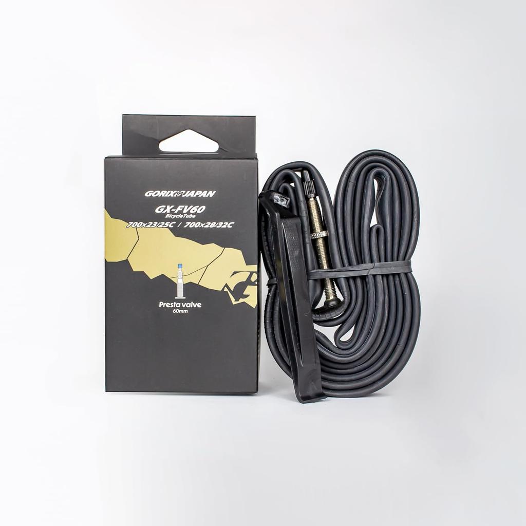 GORIX 700c Cycling Tube Presta 60mm French Valve Compatible for Road and Cross Bikes (700x23-25C / 700x28/32C) (GX-FV60) (700x23/25C)