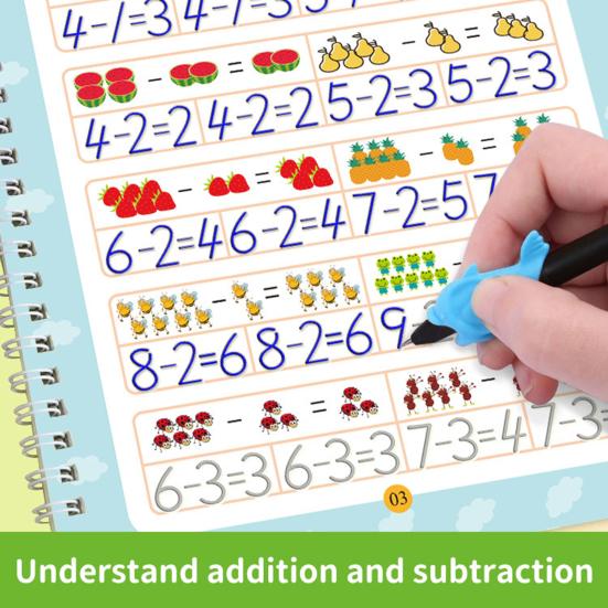 4 шт. Тетрадь для упражнений по письму, Практическая тетрадь, Набор рабочих тетрадей для отработки почерка с буквами, цифрами, английский язык, Прописи с углублениями, Рабочая тетрадь для учебной деятельности