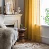 Simple polyester-cotton geometric lines yellow chessboard fringed curtain cloth, a finished product of household homestay hanging curtain