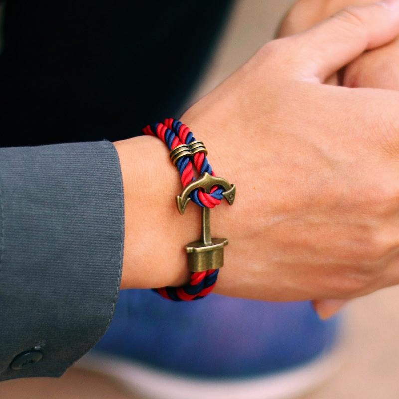 Viking Mens Bracelet With Rope Double Layer Easy Hook Punk Jewelry Accessories For Him Pirate Nautical Braslet Erkek Bileklik