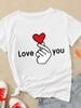 (Asian Size) Women T Shirt Sweet Love Valentine Lover Short Sleeve Tee Top Clothing Fashion Print Lady Casual Female Graphic T-shirts