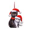 Christmas Cat Ornament Cartoon Cat with Santa Hat Pendant 2D Flat Acrylic Christmas Tree Hanging Decoration for Holiday Home Decor