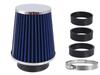 Air Filter, Conical 120x130x90 Mm, Blue / Chrome, Adapters: 60, 63, 70mm