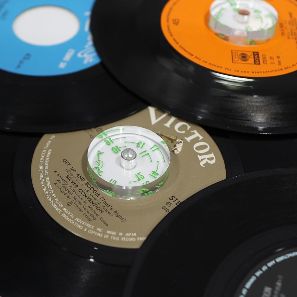 Record Adapter for EP Record Player Accessories 45 RPM Adapter for Big Hole Records Clear Acrylic Material Distance Calibration Scale Included 7"