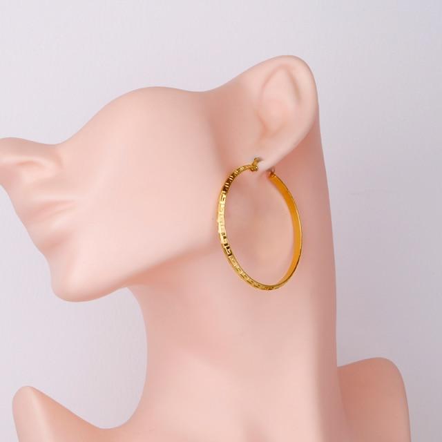 Stainless Steel Round Hoop Earring For Women Gold Color Fine New Charm Women 'S Ear Ring Fashion Jewelry Nice Pattern Cn