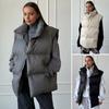 Зимний женский жилет, пальто, утолщенный, с застежкой-молнией, с пышным воротником-стойкой, без рукавов, однотонный, с защитой от ударов, сохраняющий тепло, уличный пуховый жилет