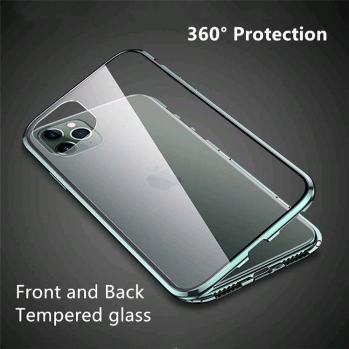 Coque pour iPhone 11, d'adsorption Magnétique Pare-Chocs en métal avec 360 degrés Protection Case Cover(Noir)