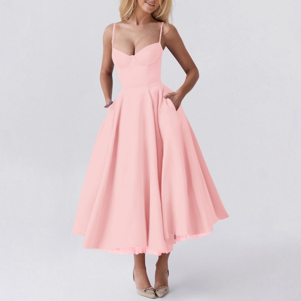 Женское модное однотонное платье принцессы с сеткой и двухслойным платьем на подтяжках