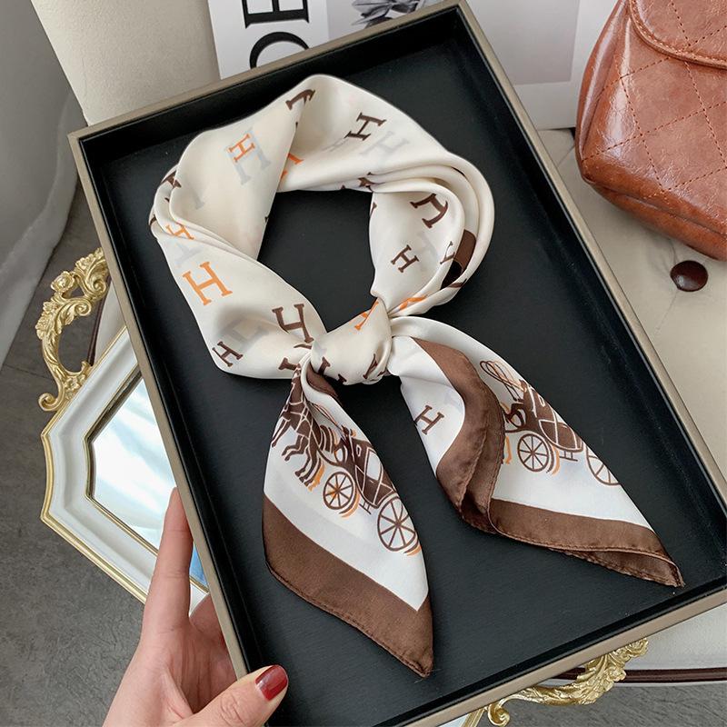 Luxury Silk Shawl Square Scarf for Women Satin Fashion Wraps Neckerchief Female Hair Bands Ribbon Headband Bandana Woman Hijab