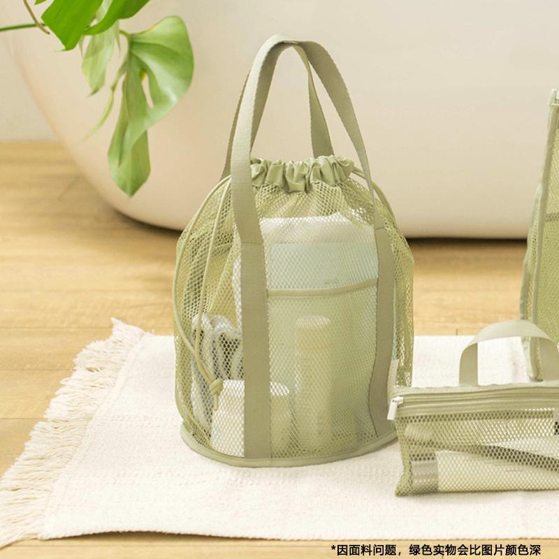 Дорожная большая вместительная сетчатая нейлоновая косметичка-органайзер, складная повседневная сетчатая сумка на шнурке, веревочный комплект, карманная сумка для купания и стирки