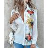 New Fashion Print Long Sleeve Casual Shirt for Women Autumn Elegant Button Up Loose White Blouse Women Vintage Office Simple Ladies Shirts Tops 24680