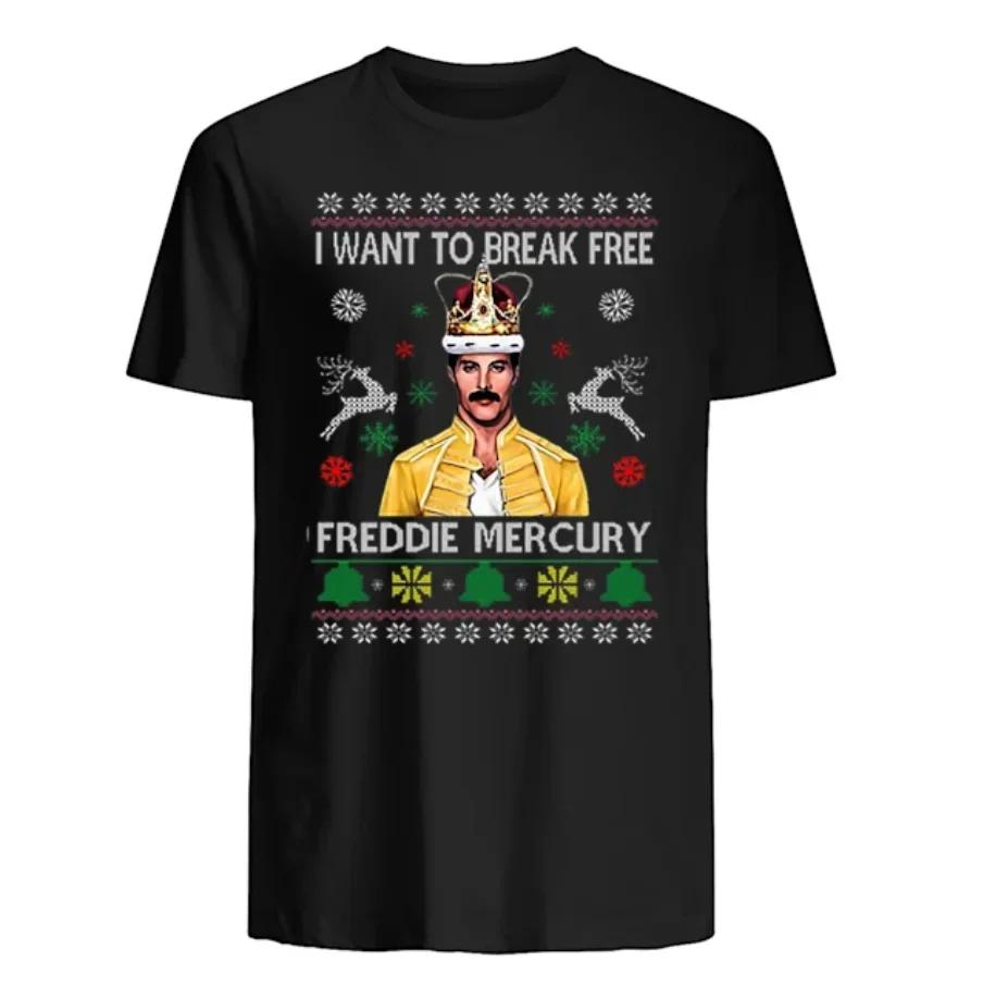 I Want To Break Free Freddie Mercury Christmas Unisex TShirt 100 Cotton ONeck Short Sleeve Casual Unisexs Tshirt Size S3XL