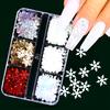 Christmas Theme Nail Glitter Sequins Set 3D Snowflakes Stars Xmas Tree Shapes, Hexagonal Mixed Flakes for DIY Winter Manicure