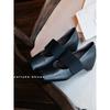 Sheepskin Version~ Genuine Leather Inner Height Increase Ancient Elastic Band Mary Jane Shoes Women's New Square Head Versatile Ballet Shoes