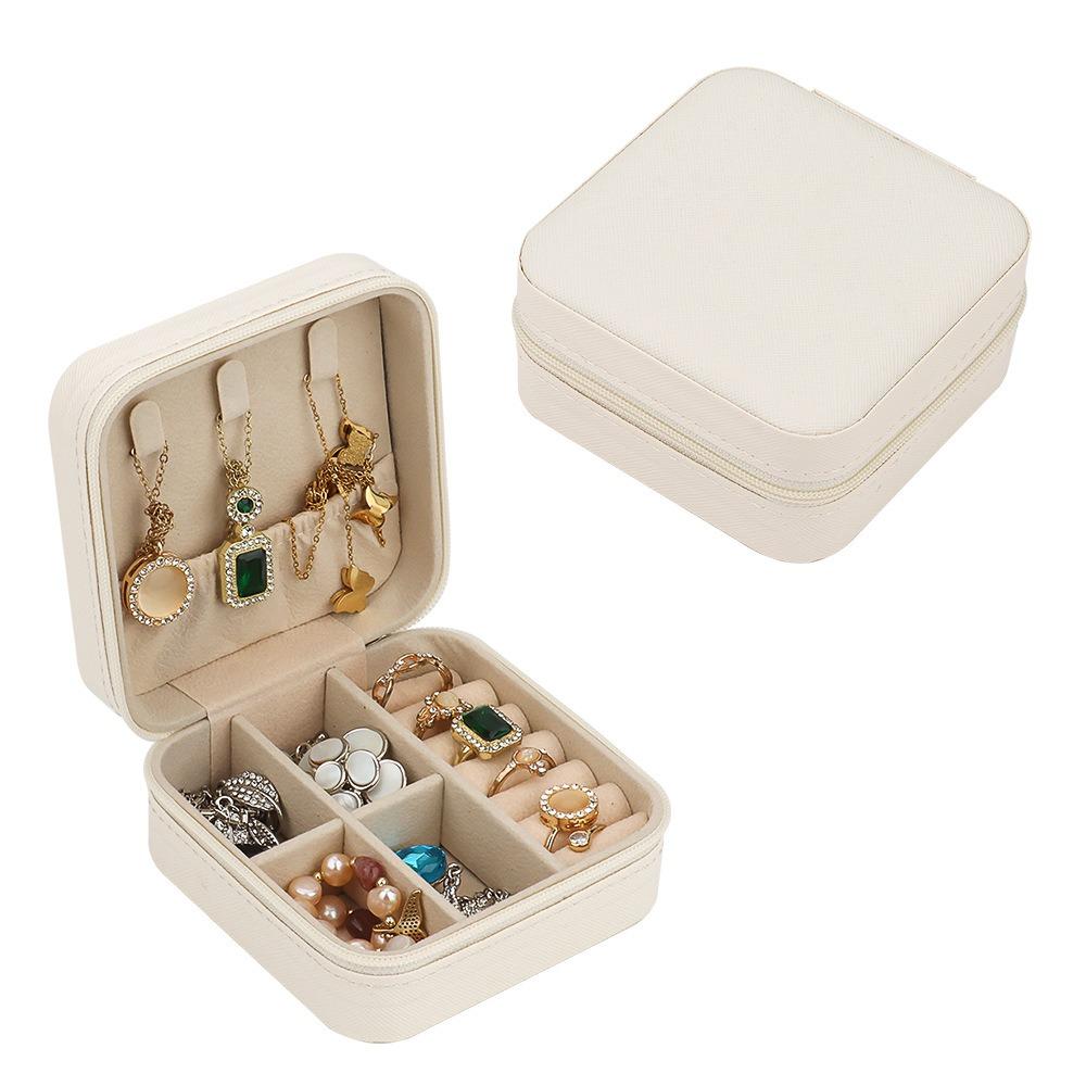 Compact Design Portable Jewelry Box Zipper Closure Jewelry Organizer Jewelers Case