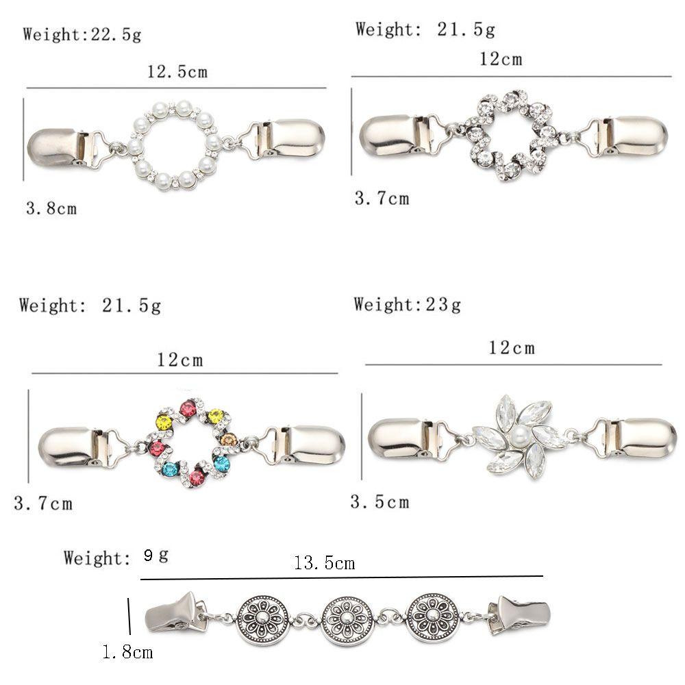 1PC Vintage Shawl Brooch Rhinestone Flower Patterns Duck Clip Clasps Cardigan Sweater Scarf Blouse Collar Clips Pins For Ladies