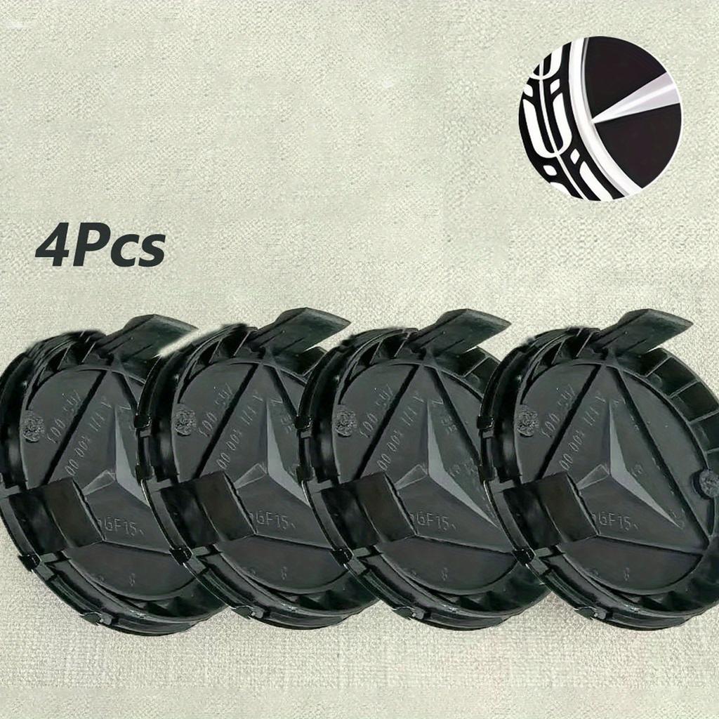 4pcs Is Suitable for Mercedes-Benz Hub Cover Label 75MM Mercedes-Benz Wheat Ear Hub Center Cover Silver Black Plastic Tire Cover Label.