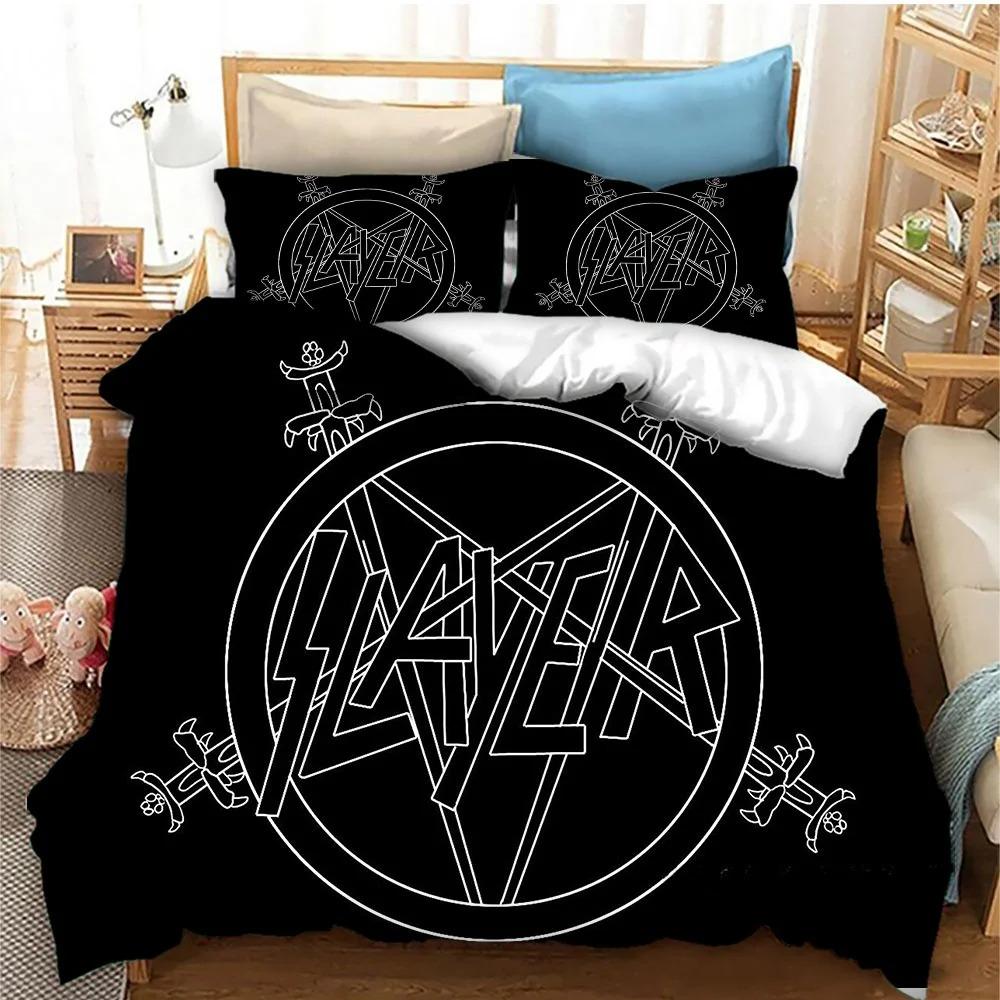 Slayer Heavy Metal Band Music Comforter Bedding Set,Duvet Cover Bed Set Quilt Cover Pillowcase,king Queen Size Bedding Set Kids