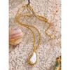 Yhpup Elegance Baroque Simulated Pearls Pendant Necklace Waterproof Stainless Steel Geometric Fashion Jewelry for Women