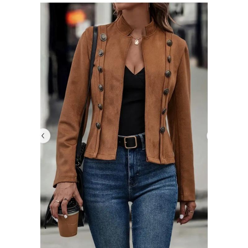 Европейская и американская однотонная двубортная декоративная куртка Новая, вельвет из оленьей кожи, ретро куртка с длинным рукавом