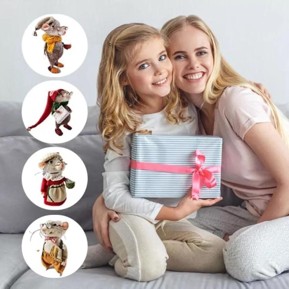 DIY Craft Needle Felted Needle Felted Mouse Ornament, Cute Felt Mice Figurine for Christmas Decor, Christmas Mouse Doll Decorations