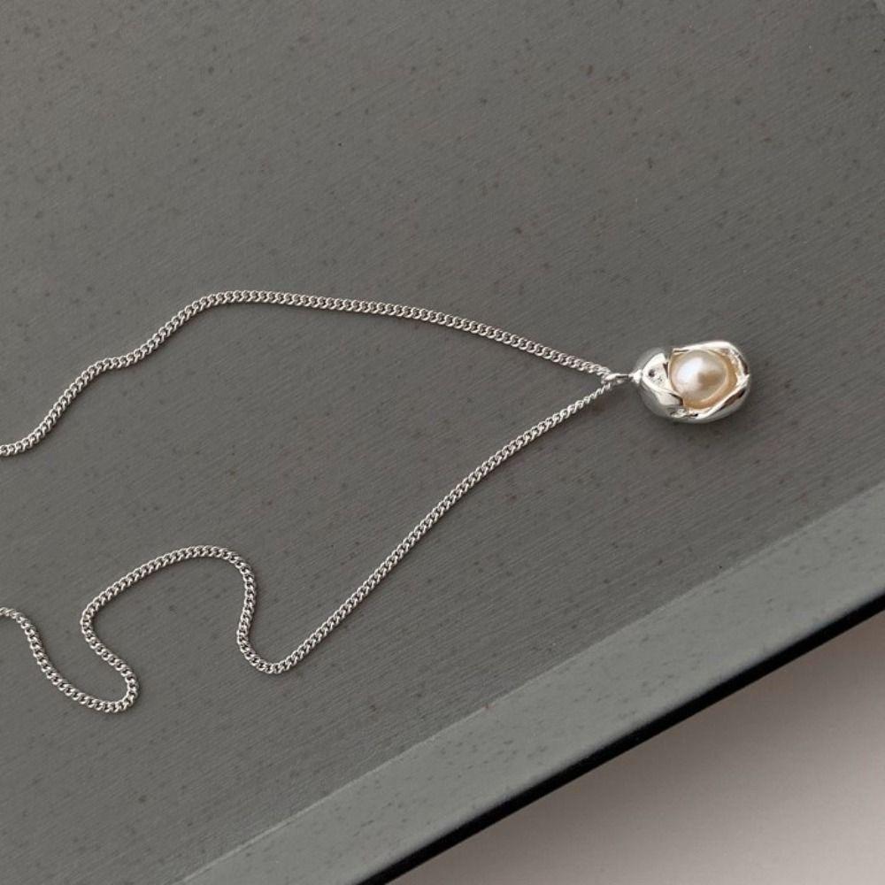 Vintage Korean Style Pendant Women Clavicle Necklace Irregular Shell Jewelry Zinc Zinc Alloy Pearl Necklace