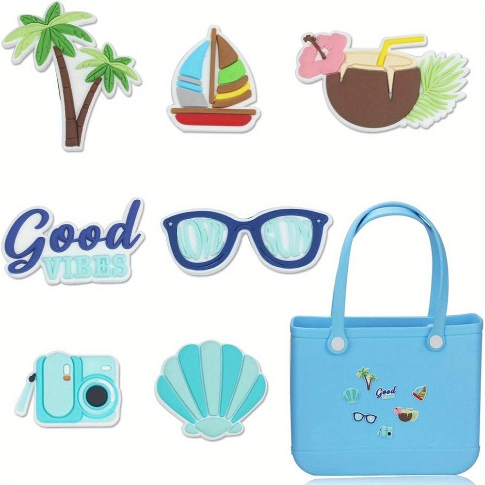 6Pcs DIY Charms for Bag Accessories Handbag Starfish Shell Beach Totes Bags Decoration Waterproof for Bag/Beach Bag