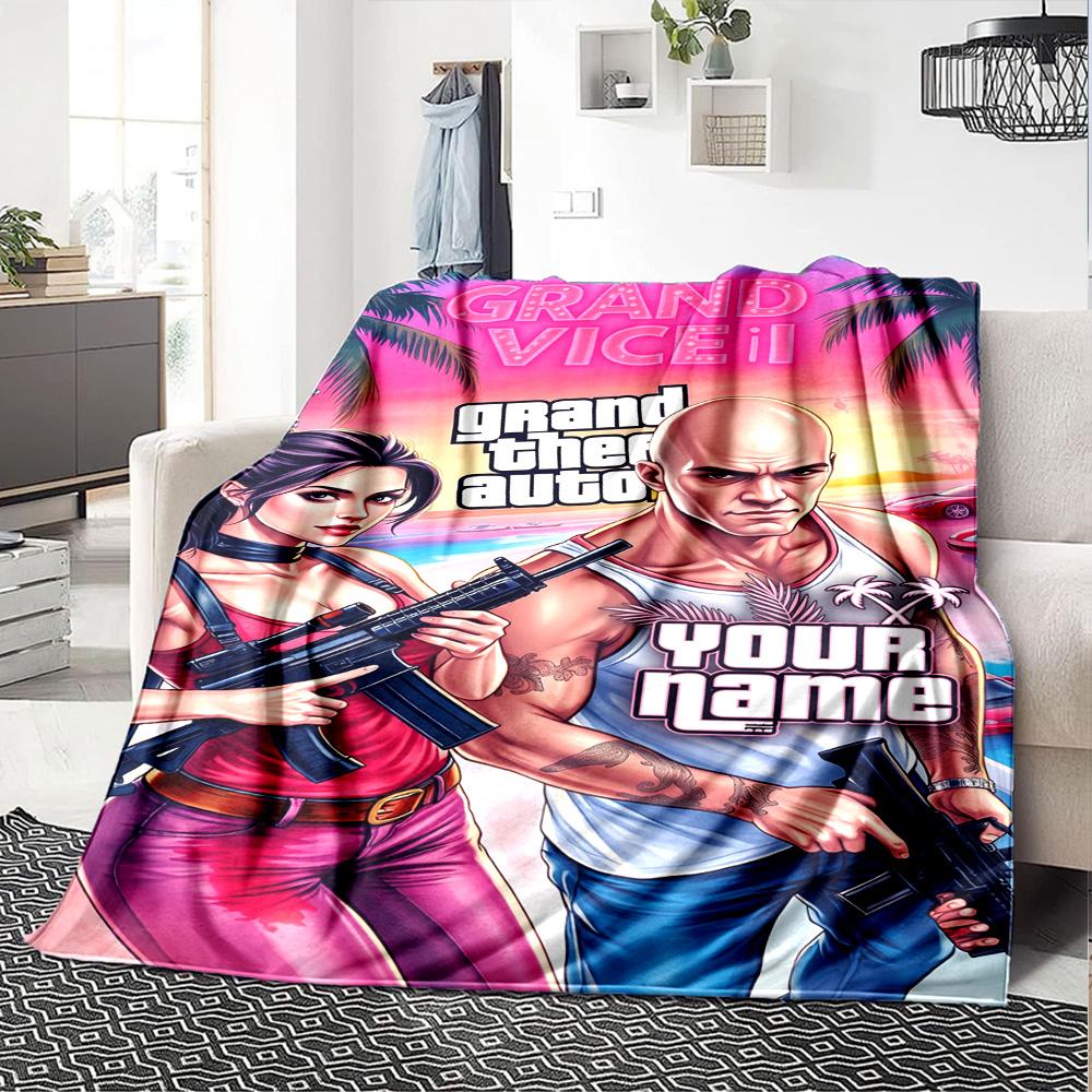 Gta Customize Your Name Blanket Lightweight Customizable Blanket Soft & Cozy Throw For Home Decor Bed Nap Sofa Four Seasons Universal