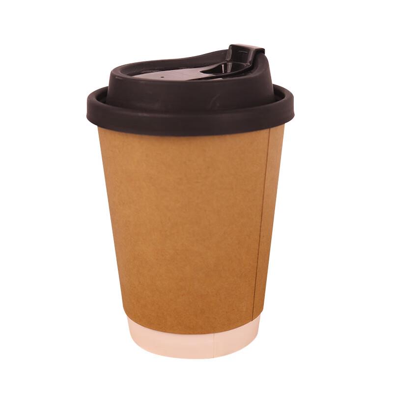 HUIHUADU 80mm Double-Layer Insulated Paper Cups with V-Lids