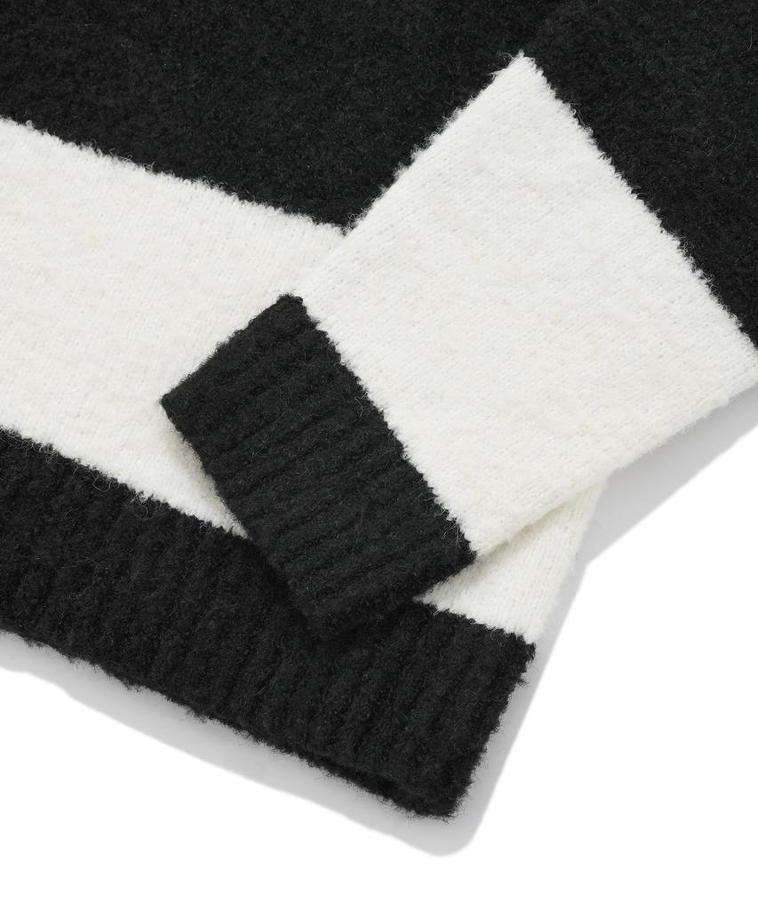 FALLETT Boucle Collar Striped Knit Black