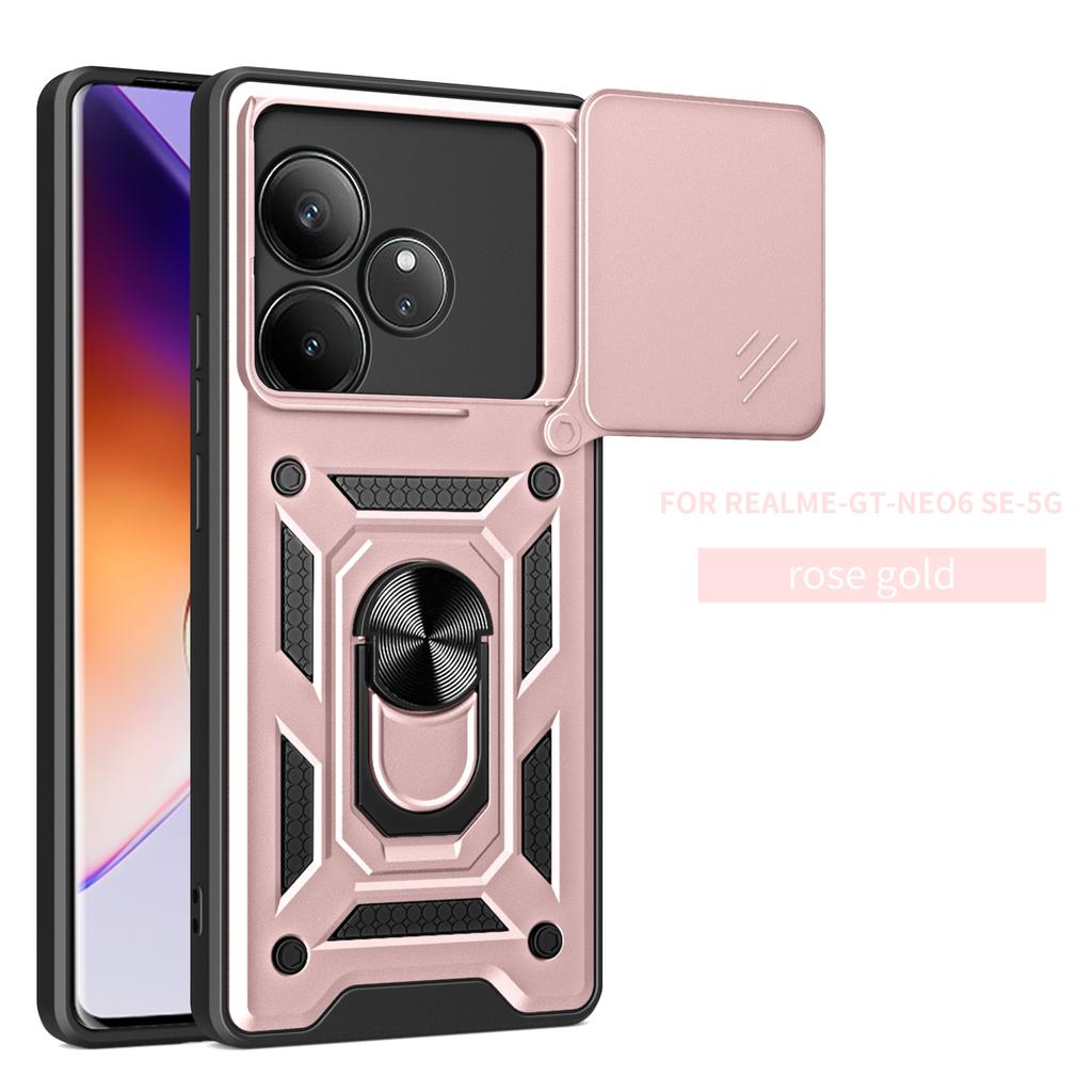 Чехол для Realme GT 6 Чехол-обложка для Realme GT 6T Чехол для Realme GT Neo 6 se Магнитное кольцо-держатель Бронированный чехол для телефона Защитная задняя крышка со шторкой для камеры