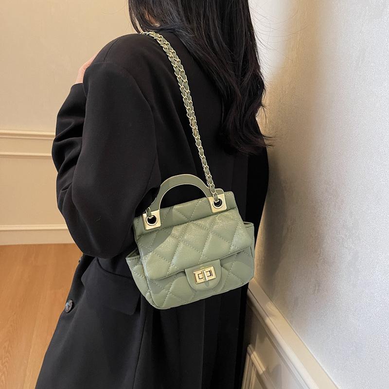Xiaoxiangfeng Simple Lock Handbag 2025 New Bags Texture Diamond Shoulder Bag Trendy Chain Messenger Women's Bag