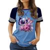 Женский летний топ размера плюс с круглым вырезом, короткими рукавами и цветочным принтом, свободного покроя