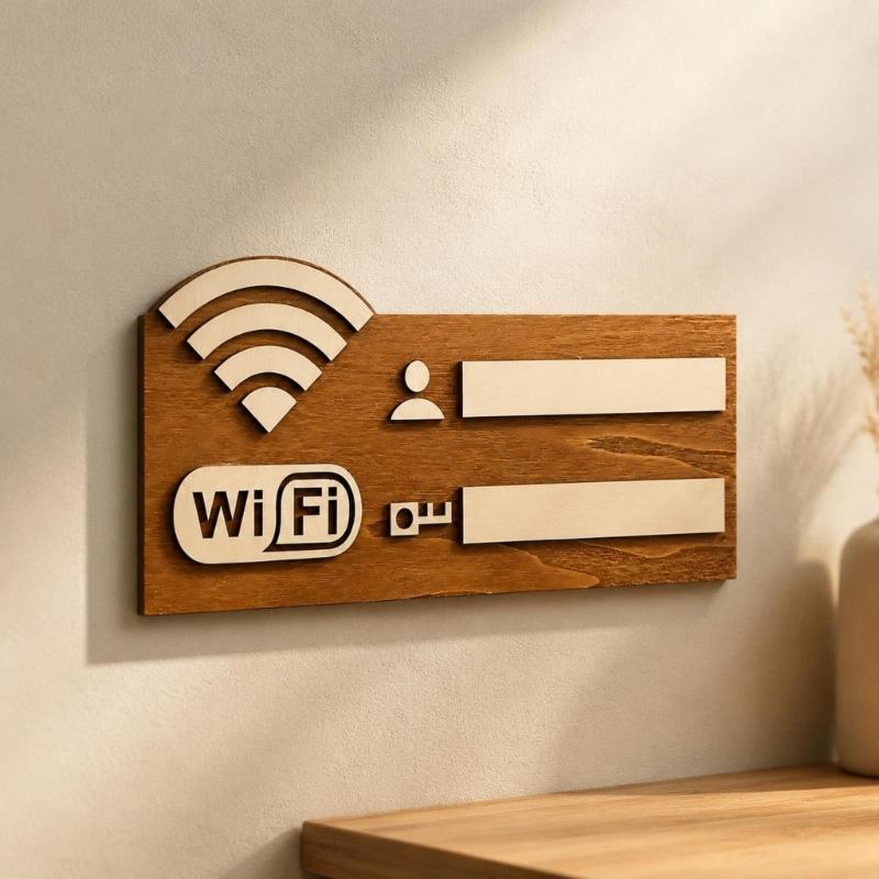 Деревянная табличка «WiFi для гостей» для прихожей дома, Пластина с деревянным покрытием и двумя пустыми строками для посетителей