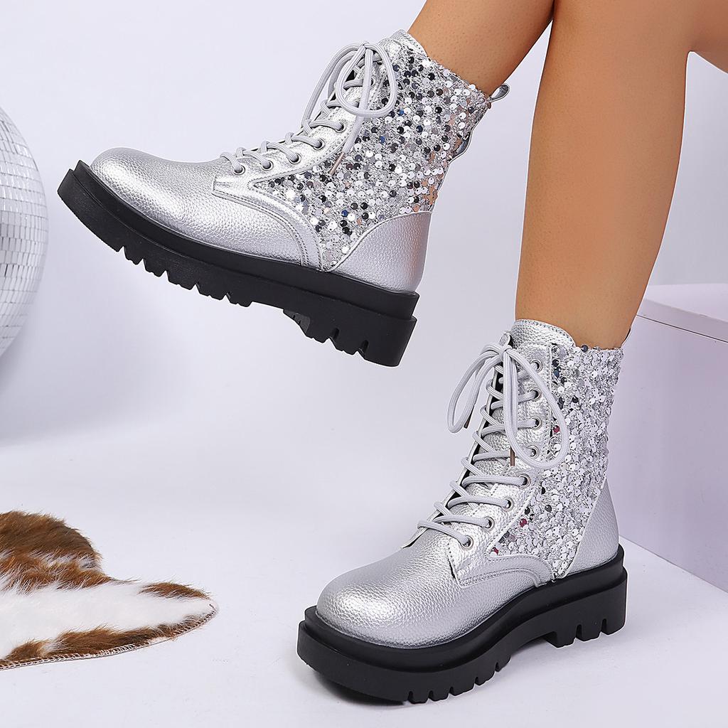 Fall/Winter 2025 New Sequin Girls Versatile Short Women's Boots Martin Boots Women