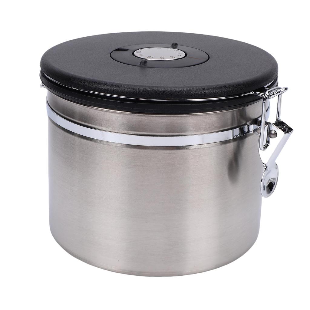 Coffee Canister 2.5L Airtight Stainless Steel Kitchen Food Storage Container with Lid Date Tracker Scoop for Grounds