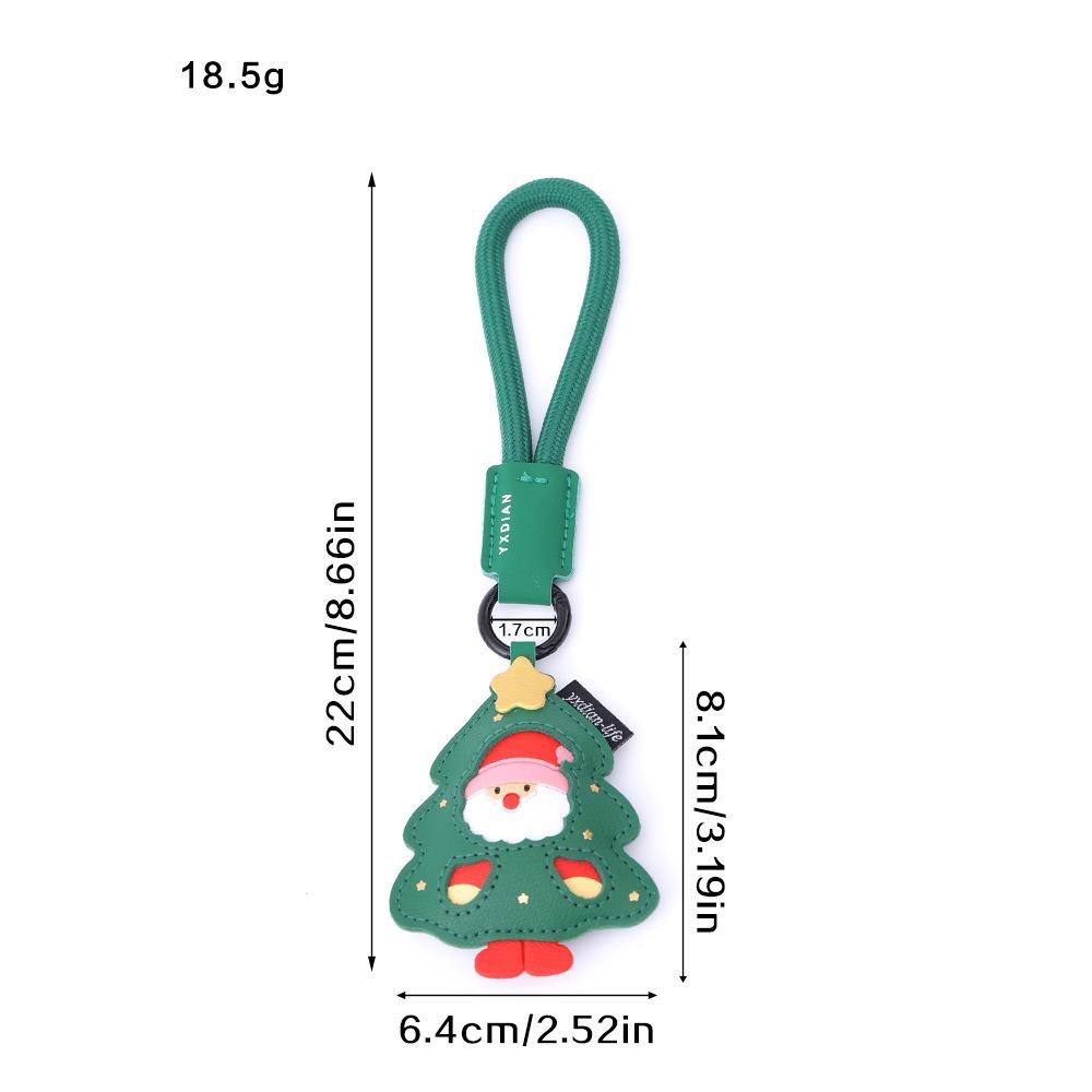 Green Strap Christmas Keychain Charm Cute Pendant Elk Key Ring Santa Claus Keychain  Luggage Tag