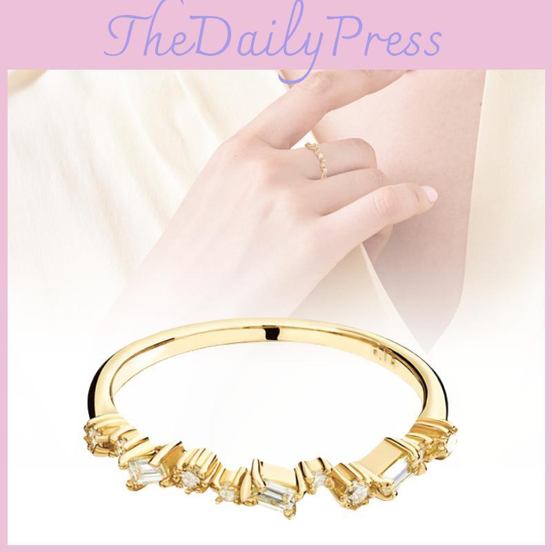 Элегантное геометрическое кольцо с цирконами, покрытое 18-каратным золотом, для женщин. Потрясающее обручальное украшение